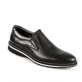 Erkek Bağcıksız Siyah Hakiki Deri Günlük Hafif Tabanlı Ayakkabı , Renk: Siyah, Beden: 39