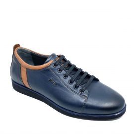 Erkek Hakiki Deri Lacivert Hafif Tabanlı Günlük Spor Ayakkabı, Renk: Lacivert, Beden: 41