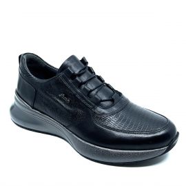 Hakiki Deri Erkek Sneaker Spor Ayakkabı, Renk: Siyah, Beden: 40
