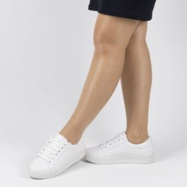Kadın Beyaz Bağcıklı Günlük Termo Taban Spor Ayakkabı, Renk: Beyaz, Beden: 36