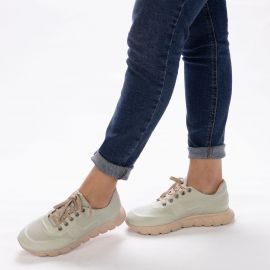 Kadın Hakiki Deri Günlük Yumuşak iç Tabanlı Spor Rahat Ayakkabı Sneakers, Renk: Su Yeşili, Beden: 36
