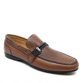 Erkek Bağcıksız Yazlık Loafer  Nubuk Hakiki Deri Ayakkabı, Renk: Taba, Beden: 39