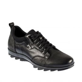Bağcıklı Hakiki Deri Kauçuk Taban Sıcak Astar Kışlık Erkek Ayakkabı, Renk: Siyah, Beden: 40
