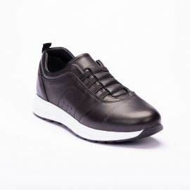 Erkek Sneakers Hakiki Deri Anatomik Tabanlı Ultra Hafif Ayakkabı, Renk: Siyah, Beden: 42
