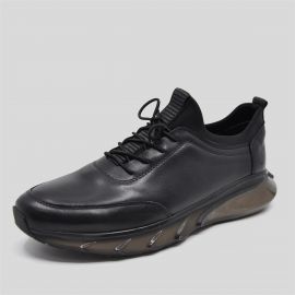 Fosco Erkek Hakiki Deri Air Taban Sneakers Spor Ayakkabı, Renk: Siyah, Beden: 39