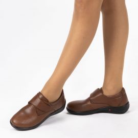 Kadın Hakiki Deri Anatomik Hafif Tasarım Topuk Yastıklı Cırt Cırtlı Kemik Çıkıntısı Anne Ayakkabısı, Renk: Taba, Beden: 36