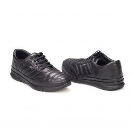 Erkek Hakiki Deri Kauçuk Taban Günlük Ayakkabı - Sneaker, Renk: Siyah, Beden: 44