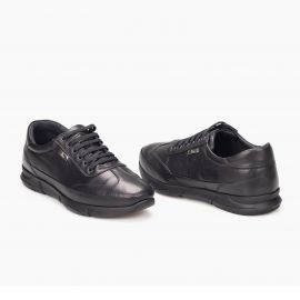 TwoEgoist Erkek Hakiki Deri  Kauçuk Taban Anatomik Günlük Ayakkabı - Sneaker, Renk: Siyah, Beden: 40