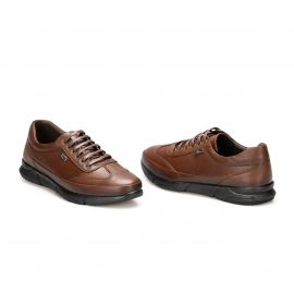 Erkek Hakiki Deri Kauçuk Taban Günlük Ayakkabı - Sneaker, Renk: Taba, Beden: 45