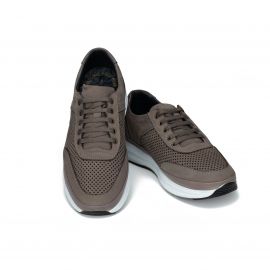 Erkek Hakiki Nubuk Deri Anatomik Tabanlı Günlük Spor Ayakkabı - Sneaker, Renk: Gri Nubuk, Beden: 45