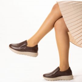 TwoEgoist Kadın Hakiki Deri Dolgu Tabanlı Hafif Tasarım Anatomik Casual Ayakkabı, Renk: Kahverengi, Beden: 37