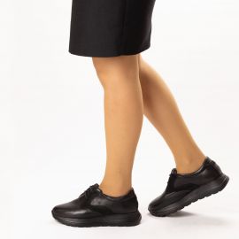 TwoEgoist Kadın Hakiki Deri Yüksek Tabanlı Hafif Tasarım Anatomik Günlük Konfort Ayakkabı, Renk: Siyah, Beden: 36