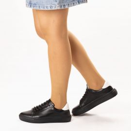 Kadın Hakiki Deri Günlük Spor Ayakkabı Siyah / Sneakers, Renk: Siyah, Beden: 36