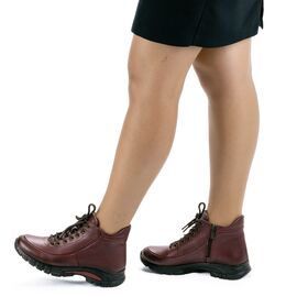Kadın Hakiki Deri Anatomik Kauçuk Taban Bilek Boy Günlük Bot, Renk: Bordo, Beden: 37