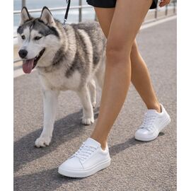 Kadın Hakiki Deri G&uuml;nl&uuml;k Spor Ayakkabı Beyaz/ Sneakers, Renk: Beyaz, Beden: 37