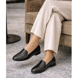TwoEgoist Kadın Hakiki Deri G&uuml;nl&uuml;k Şık Klasik Loafer Babet Ayakkabı, Renk: Siyah, Beden: 36