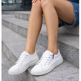 Kadın Hakiki Deri G&uuml;nl&uuml;k Spor Ayakkabı / Sneakers, Renk: Beyaz, Beden: 38