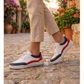 Kadın Hakiki Deri  G&uuml;nl&uuml;k Spor Ayakkabı / Sneakers, Renk: Lacivert - Kırmızı, Beden: 41