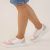 Kadın Kalın Tabanlı Bağcıklı Beyaz - Pembe - Gri Sneakers Günlük Spor Rahat Ayakkabı, Renk: Beyaz, Beden: 37, 6 image