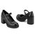Kadın Hakiki Deri Kalın Topuklu Bantlı Günlük Ayakkabı / Mary Jane Shoes, Renk: Siyah, Beden: 37, 2 image