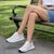 ​Kadın Hakiki Deri Anatomik Hafif Rahat Günlük Spor Ayakkabı Sneakers, Renk: Beyaz - Açık Gri, Beden: 39