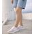 Kadın Kalın Tabanlı Bağcıklı Beyaz - Pembe - Gri Sneakers Günlük Spor Rahat Ayakkabı, Renk: Beyaz, Beden: 40, 2 image
