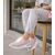 Kadın Kalın Tabanlı Bağcıklı Gri Pembe Sneakers Günlük Spor Rahat Ayakkabı, Renk: Gri-Pembe, Beden: 36