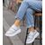 Kadın Cırtlı Günlük Gri Hafif Spor Kalın Tabanlı  Ayakkabı, Renk: Açık Gri, Beden: 38